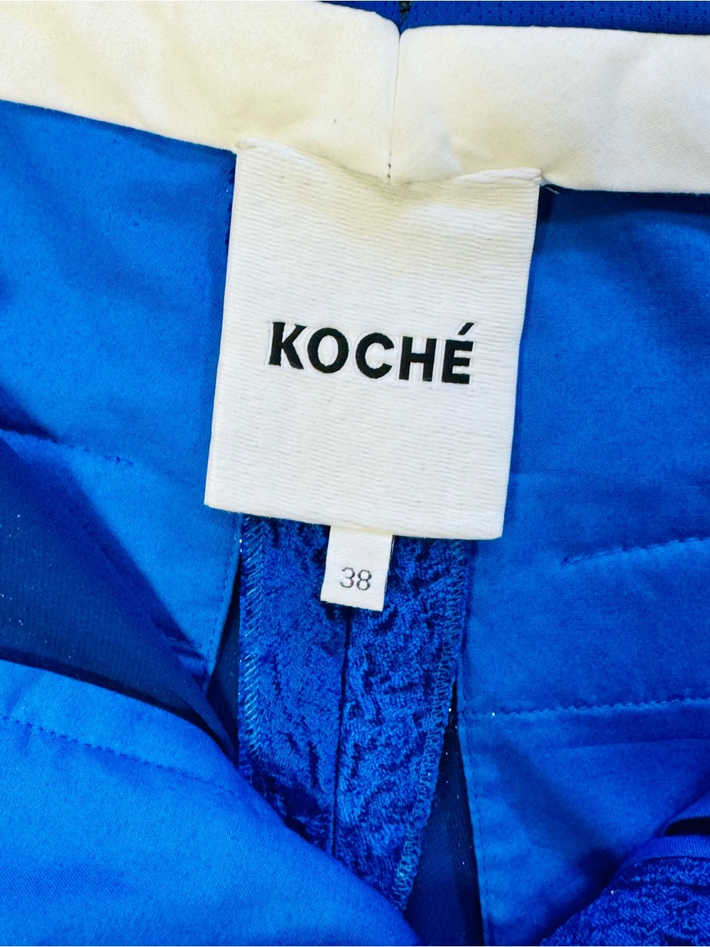Koche Vibrant Blue Textured Wide-Leg Trousers Sz 38